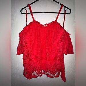 Elegant Red Lace Women's off shoulder Top
